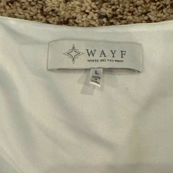 Wayf Cream 3/4 Sleeve Tie-Front Crop Blouse Size L - Picture 2 of 9